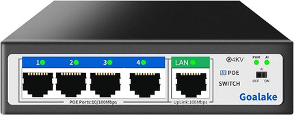 Goalake PoE+ Switch mit 5 Ports 100 Mbit/s – perfekt für IP-Überwachung und Access Points