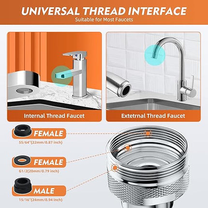 Um 1080° drehbarer Wasserhahn-Durchflussregler – universell mit 2 Sprüheinstellungen für Küche und Badezimmer