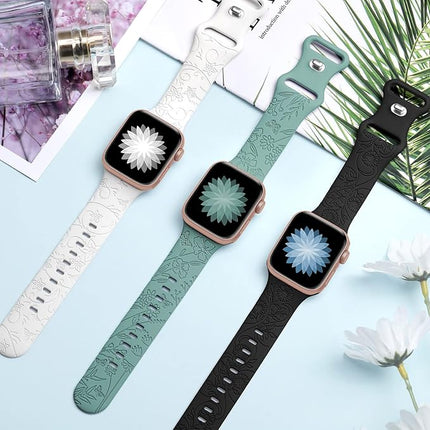 3x Armband geschikt voor Apple Watch – Bloemen Motief - Dames