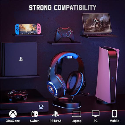 Universelles Gaming-Headset – tiefer Bass-Stereo-Surround-Sound mit geräuschunterdrückendem Mikrofon – kompatibel mit PS4, PS5, PC, Xbox-Serie