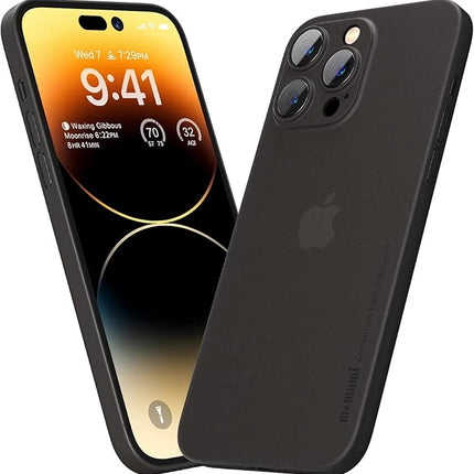 Ultradunne Telefoon Hoesje Geschikt voor iPhone 14 Pro Hoesje – Anti-Kras – Mat Trans-Zwart