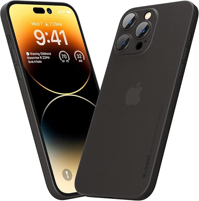 Ultradunne Telefoon Hoesje Geschikt voor iPhone 14 Pro Hoesje – Anti-Kras – Mat Trans-Zwart