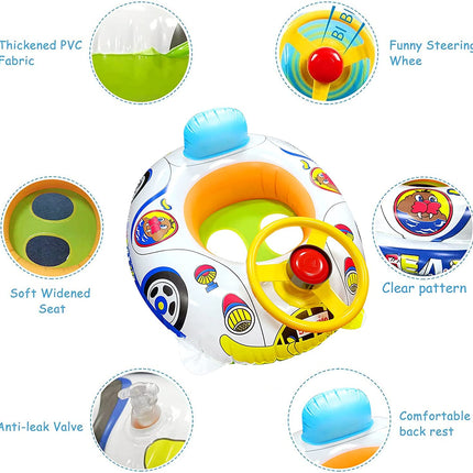 Baby Swim Ring, Police Car Baby Swim Ring, Baby Swim Ring with Swim Seat, Inflatable Toddler Swim Ring, Inflatable Swim Ring, Kids Swim Ring, Swim Ring Toys