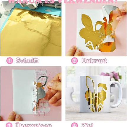 Goldmetallic-Vinylfolie 30,5 x 305 cm – Permanente Plotterfolienrolle – Weihnachten und DIY