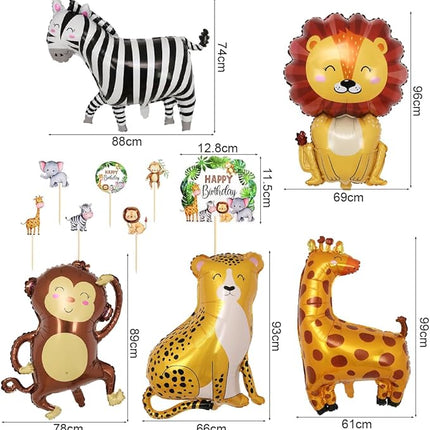 Geburtstagsdeko-Set – 1 Jahr – Dschungel-Motto – Luftballons, Wimpel, Kuchen, Banner und mehr – Kinderparty