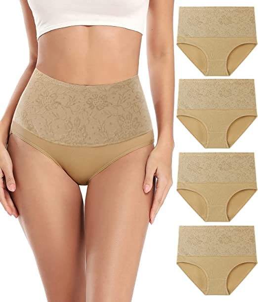 4 Pack Women's Cotton Stretch Underwear Soft Breathable High Waist Full Coverage Women's Panties Multipack - Size XL