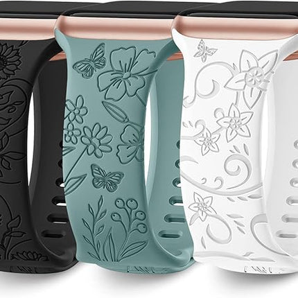 3x Armband geschikt voor Apple Watch – Bloemen Motief - Dames
