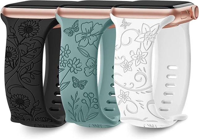 3x Armband geschikt voor Apple Watch – Bloemen Motief - Dames