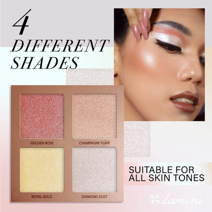 Radiant Glow Highlighter-Palette – 4 wunderschöne Farbtöne für jeden Hautton 