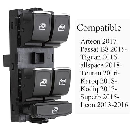 Elektrische raamschakelaar geschikt voor Golf MK7 Seat Ateca Ibiza Touran 5G0959857 5G0959857B