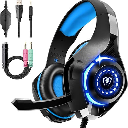 Universelles Gaming-Headset – tiefer Bass-Stereo-Surround-Sound mit geräuschunterdrückendem Mikrofon – kompatibel mit PS4, PS5, PC, Xbox-Serie