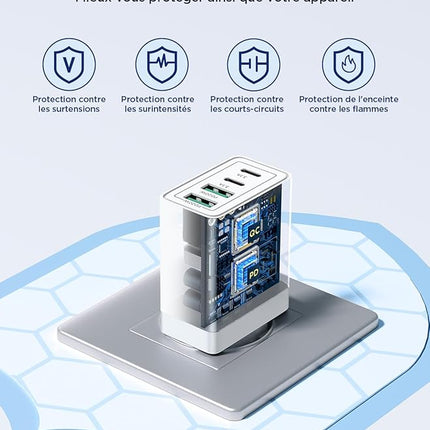 Snellader - 4-Poorten - USBC en USB