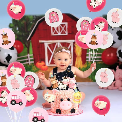 Verjaardagsdecoratie Set - Boerderij Thema - Ballonnen Vlaggen Taart en meer - Meisjesfeest