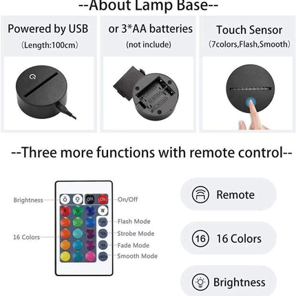 3D-Illusionslicht | USB | LED-RGB-Farbwechsel 