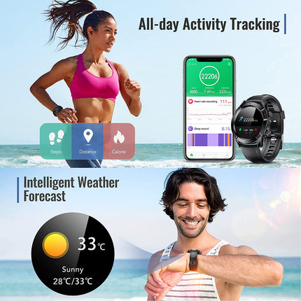 Fortschrittliche Smartwatch mit HD-Touchscreen, Gesundheitsüberwachung und wasserdichten Funktionen, inklusive zwei Armbändern