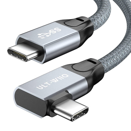 USB C naar USB C kabel 100 W, 20 Gbps 90 graden hoek USB 3.2 Gen2 × 2 Type C datakabel met 4K @ 60Hz video-overdracht, 20 Gbps gegevensoverdracht, PD 3.0 QC 4.0 5A oplaadkabel voor monitor, OTG, USB C-apparaten ( 2 meter)