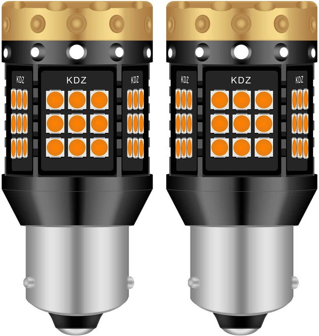 BAU15S PY21W(150°) Turn Signal LED Bulbs, Amber Yellow Amber 3700LM 3030 45 SMD Canbus No Error, Anti-Hyper Flashing for Car Front or Rear Turn Signal LED Lights (2PCS)