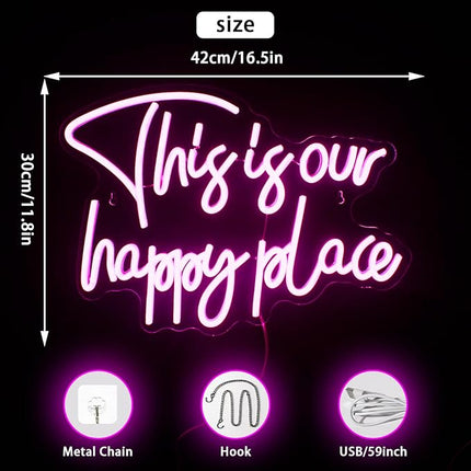 Neon-Stimmungslichttafel – This is Our Happy Place – Dimmbar