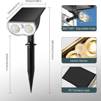 Solar Buitenlamp met Sensor – 2 Stuks - Waterdicht - 6500K LED