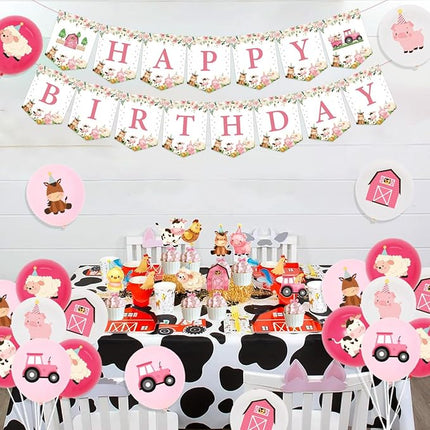 Verjaardagsdecoratie Set - Boerderij Thema - Ballonnen Vlaggen Taart en meer - Meisjesfeest