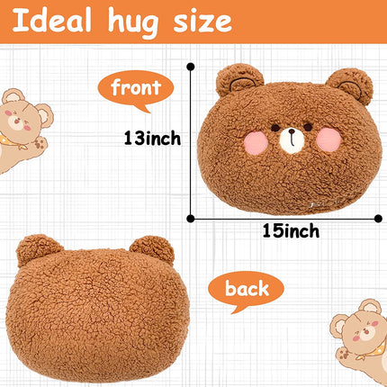 Cute Plush Pillow, Sofa Cushion, Stuffed Animals, Kawaii Soft Sofa Decoration, Gifts for Birthday, Christmas, 35 x 27 cm (Bear)