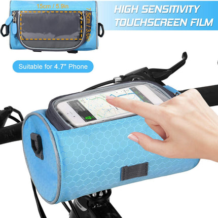 Bicycle Handlebar Bag, Waterproof, Front Pocket for Bicycle, Phone Holder with Touch Screen Bag, Storage Bag, 22 x 12 cm - Black