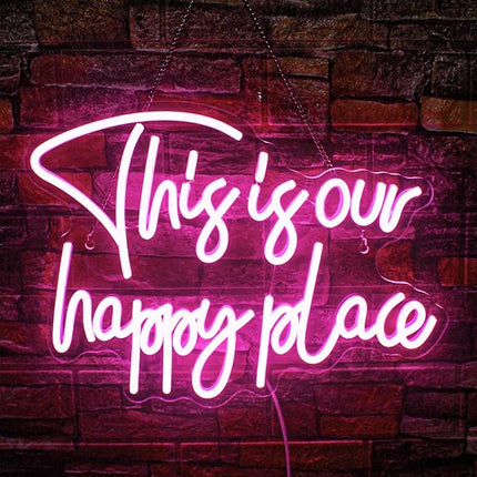 Neon-Stimmungslichttafel – This is Our Happy Place – Dimmbar