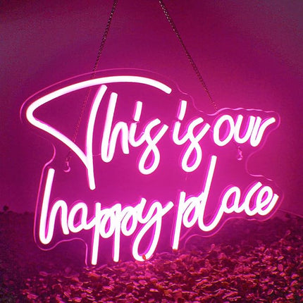 Neon-Stimmungslichttafel – This is Our Happy Place – Dimmbar