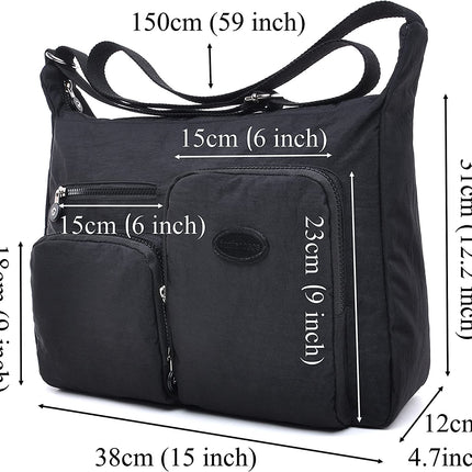 Women's Shoulder Bag, Large Capacity Handbag, Women Nylon Crossbody Bag, Lightweight, Waterproof, Multiple Pockets, Zippered Shoulder Bag Travel