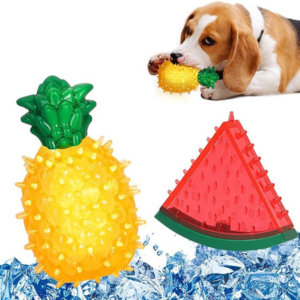 Kühlender Beißring für Hunde, einfrierbares Kauspielzeug mit Wassermelone und Ananas