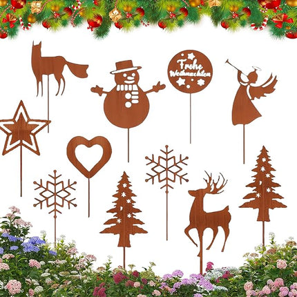 Kerstdecoratie voor Buiten en Binnen - Set van 11 - Metalen Roest Haringen