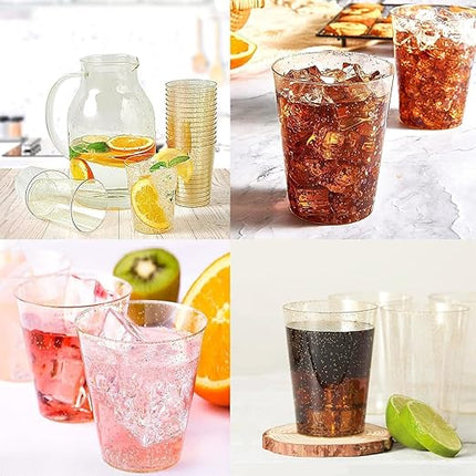 Herbruikbare hard plastic feestglazen – 50 stuks, 300 ml goud design