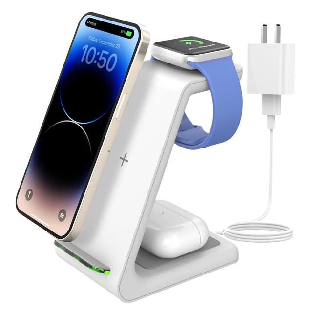 Wireless Charger - 3 in 1 Wireless Charging Station - Stand Dock - for iPhone 8/9/10/11Series/12/12Pro/12 Pro Max - Apple Watch 2/3/4/5/6/SE - AirPods2/Pro and Android phones - Qi-Certified
