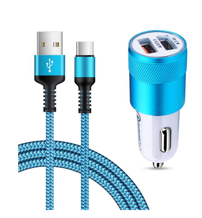 Schnellladegerät – Auto – Inklusive 1 m Kabel und Adapter – USB und USB-C
