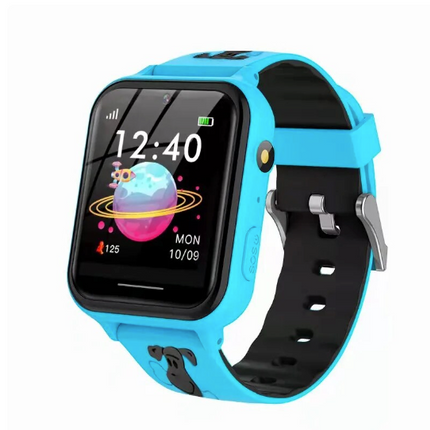 Einfache Kinder-Smartwatch mit Touchscreen – Blau – Englische Sprache – Kinder-Smartwatch – Musik-Player mit SD-Karte – 7 Puzzlespiele – SOS-Anruf – Kamera – Alarm – Rekorder – Rechner – MP3 – kein GPS