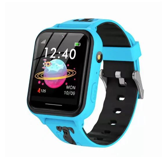 Einfache Kinder-Smartwatch mit Touchscreen – Blau – Englische Sprache – Kinder-Smartwatch – Musik-Player mit SD-Karte – 7 Puzzlespiele – SOS-Anruf – Kamera – Alarm – Rekorder – Rechner – MP3 – kein GPS