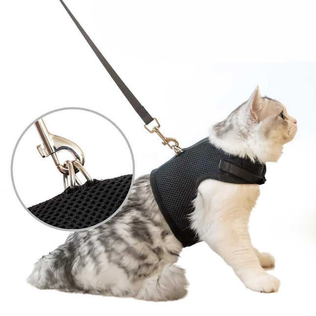 Cat Harness with Leash Belt Cat Harness Black Size M Cat &amp; Kitten - Animal Cat Leash - Cat Leash - Neck Size 20 to 26cm - Chest Size 30 to 34cm