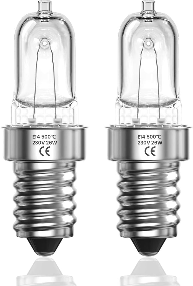 Ovenlamp E14 26W dimbaar 500°C warm wit 2700K – 2 stuks