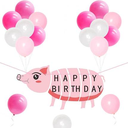 Decoratie Set – Pig Party - Ballonnen en  Banner voor Verjaardag, Babyshower en meer