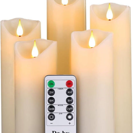 Set van 5 LED kaarsen – 10 modi vlam effect – Draadloos - Incl. afstandsbediening