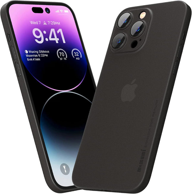 Ultradun Telefoon Hoesje Geschikt voor - iPhone 14 Pro Max Hoesje - Mat - Trans-Zwart