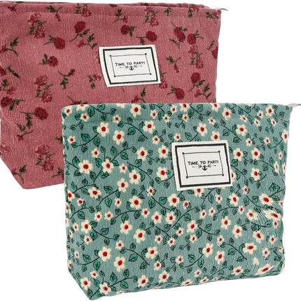 Kosmetiktasche – 2-teilig – Cord-gerippter Samt – Kompakt, luxuriös und geräumig