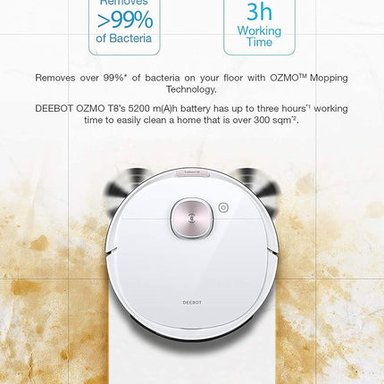 Ecovacs Deebot Ozmo T8 - Robotstofzuiger met Dweilfunctie en TrueMapping