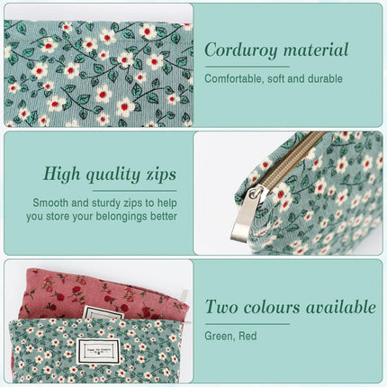 Kosmetiktasche – 2-teilig – Cord-gerippter Samt – Kompakt, luxuriös und geräumig