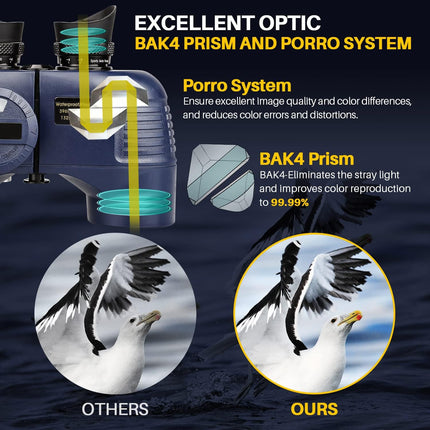 Maritieme Verrekijker 10x50 met Kompas – Waterdicht en Scherp - Zicht op Zee of Land!