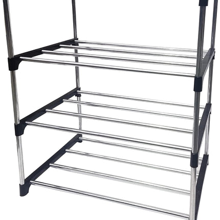 Schoenenrek 4-Laags Zwart/Zilver – Modulair - Gereedschapsvrij – 43cm – Stevig