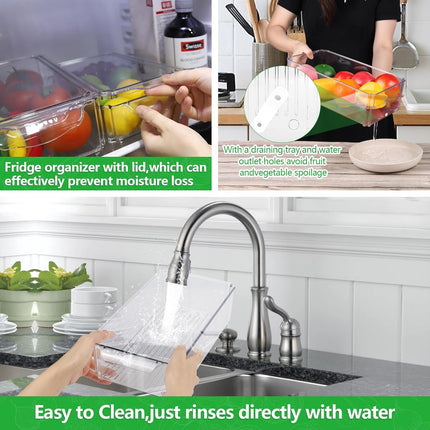 Set van 6 Transparante Koelkast Organizers – Stapelbare Opbergdozen met Deksel en Handvat | BPA-vrij