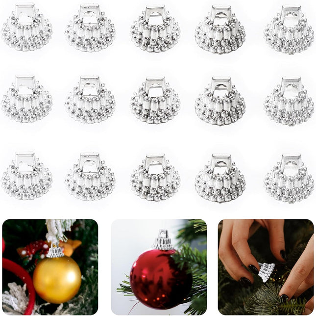 200x Kerstbal Covers – Ø1,2 cm – Hangers met Veer- Zilver