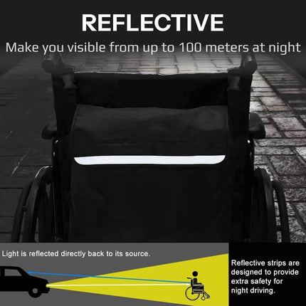 Waterdichte rolstoeltas – Reflecterend – Grote opbergruimte – Zwart