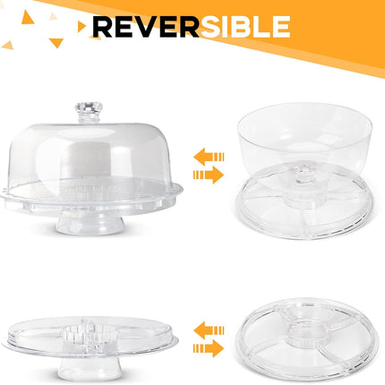 6-in-1 Cake Stand met Deksel – Taart en Saladeschaal in Eén